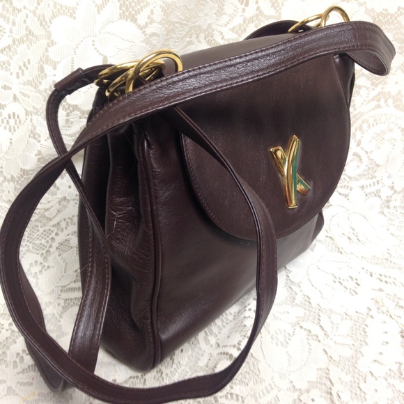 Paloma Picasso- Tiffany’s Designer, Italy Brown Leather Handbag-Shoulder Bag - Picture 3 of 8